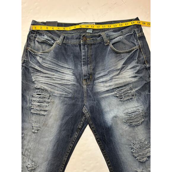 GS115 Jeans Mens 38x30 Blue Denim Williamsburg Slim Fit Distressed Grunge Preppy - Picture 4 of 7
